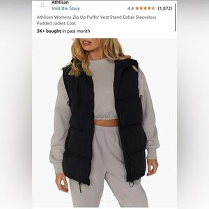 Athlisan Black Puffer Vest